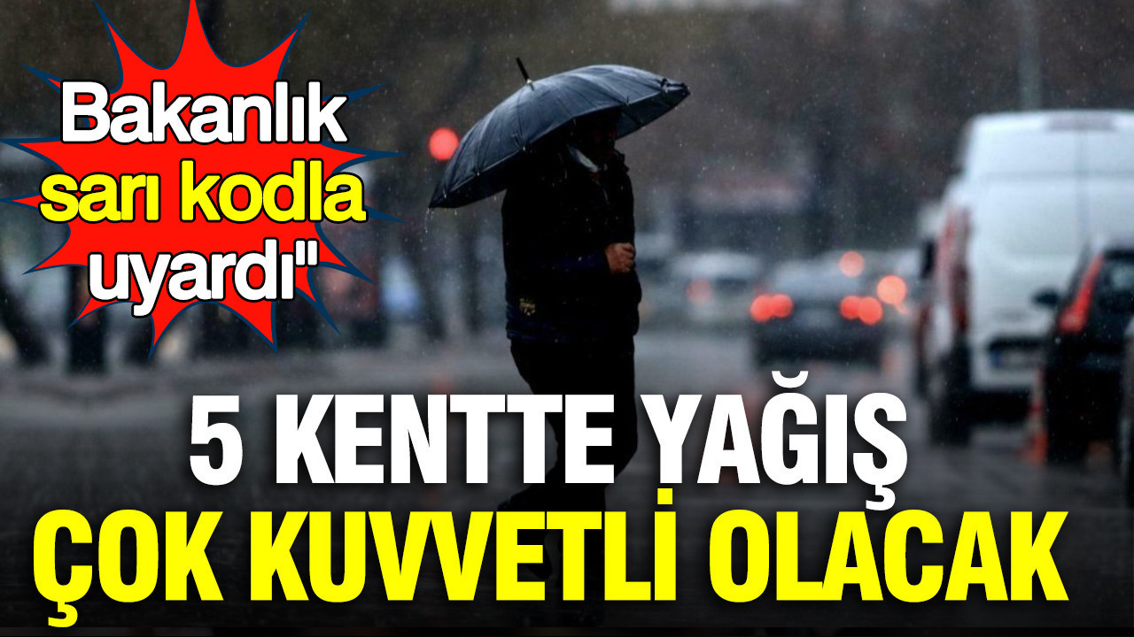 Bakanlık sarı kodla uyardı: 5 kentte yağış çok kuvvetli olacak