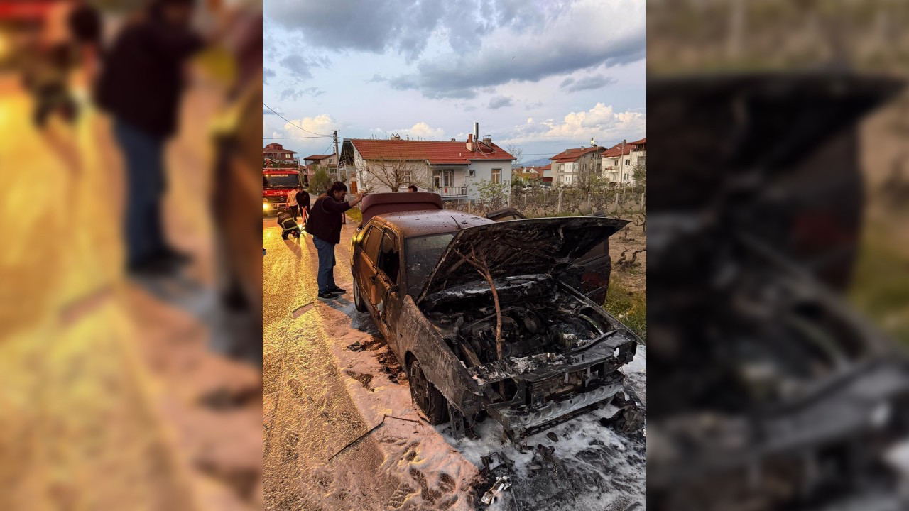 Motor kısmında çıkan yangın otomobili küle çevirdi