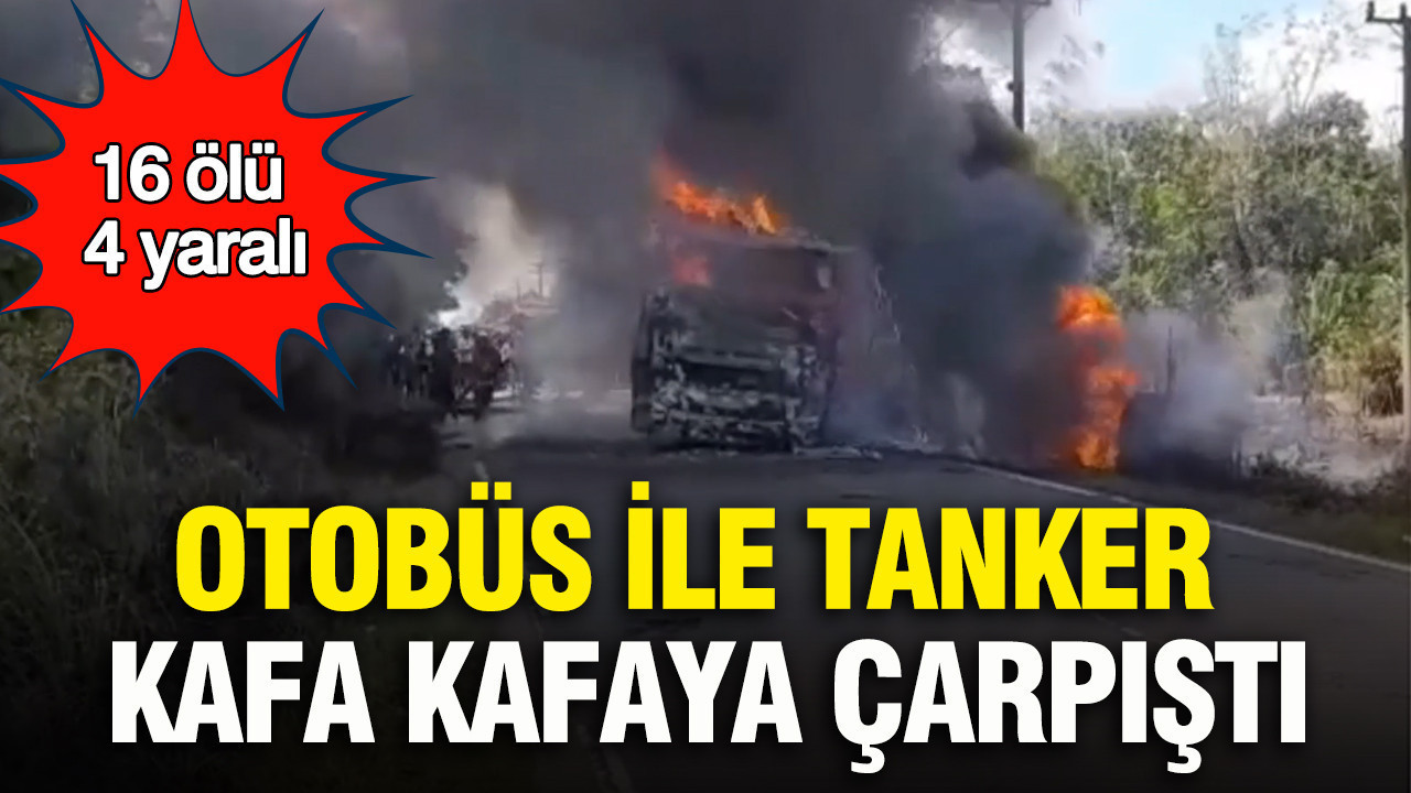 Endonezya'da otobüs ile tanker kafa kafaya çarpıştı: 16 ölü 4 yaralı