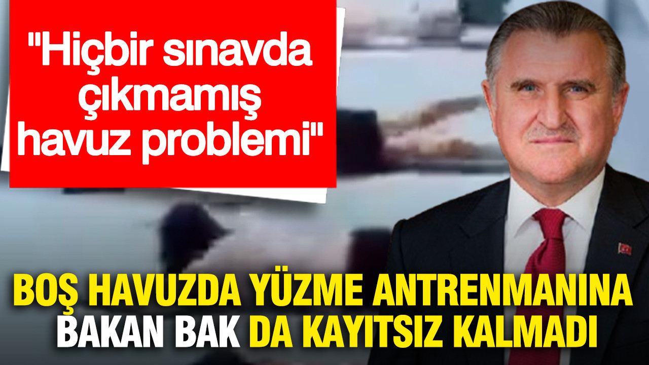 Boş havuzda yüzme antrenmanına Bakan Bak da kayıtsız kalmadı: Hiçbir sınavda çıkmamış havuz problemi