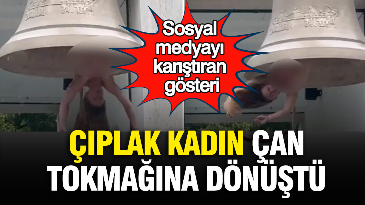 Sosyal medyayı karıştıran gösteri: Çıplak kadın çan tokmağına dönüştü