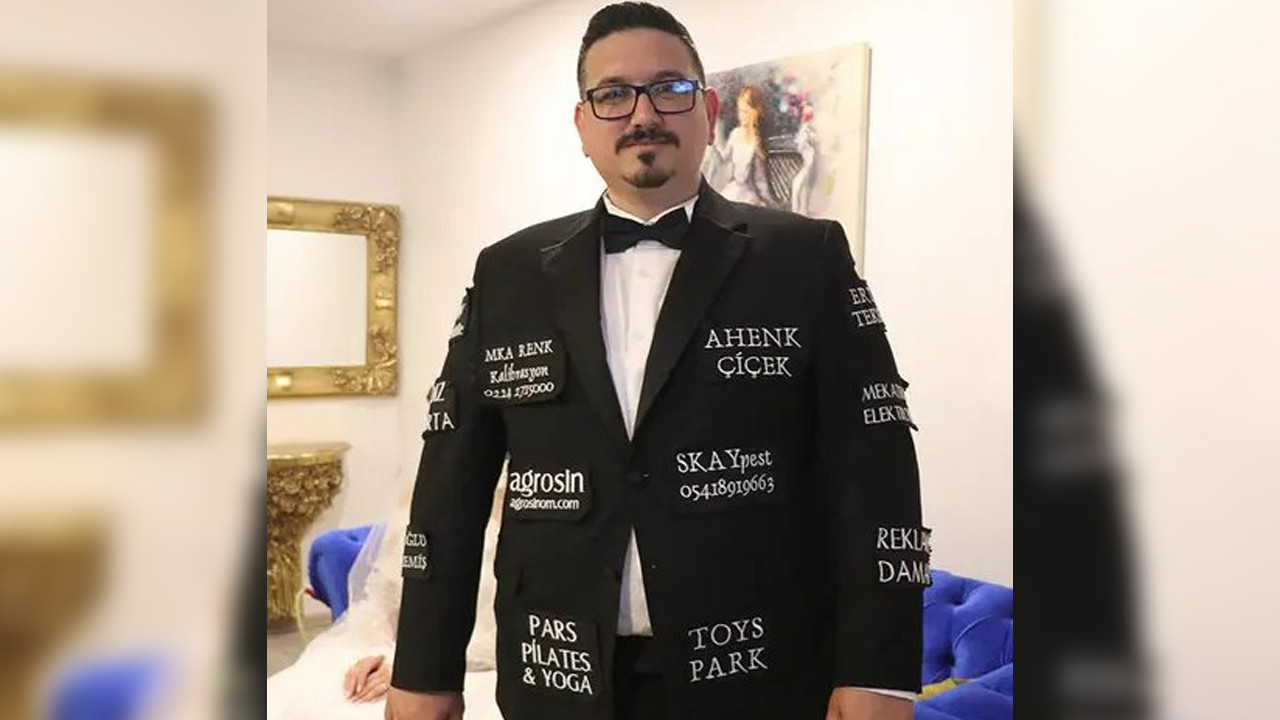 Denizli’de reklam panosuna dönüşen damat: Düğün masraflarının dörtte birini sponsorlarla çözdü