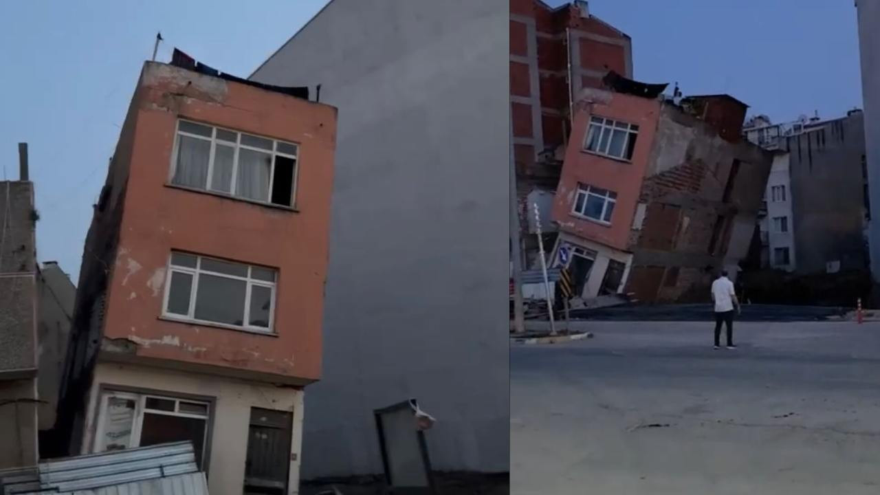 Temel kazısı faciaya yol açtı: Bina saniyeler içinde yıkıldı