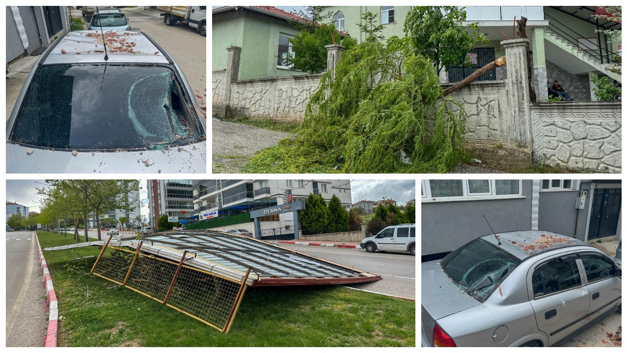 Uşak'ta fırtına: Evlerin çatıları uçtu, 2 araç hasar gördü