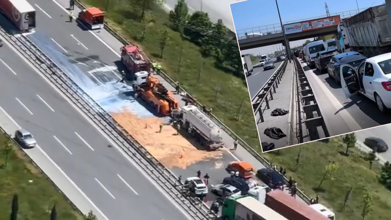 İstanbul girişinde trafik durma noktasında: Tanker ile TIR çarpıştı