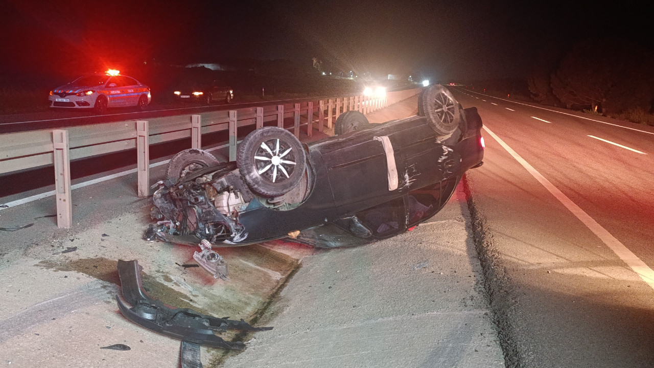 Tekirdağ’da takla atan otomobilin sürücüsü yaralandı