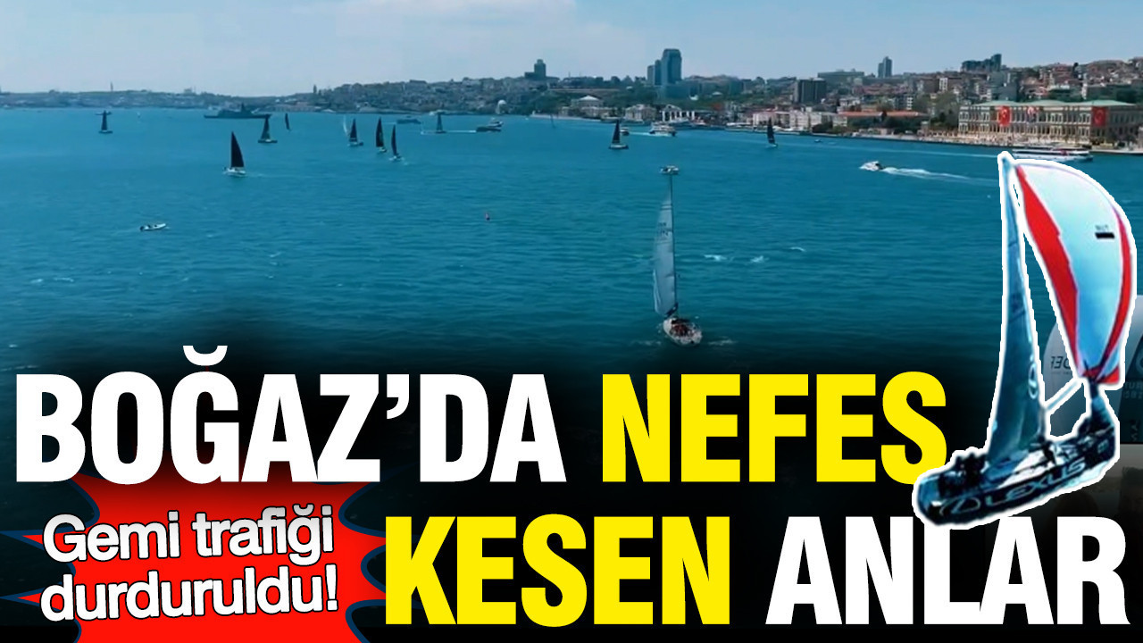 Gemi trafiği durduruldu: İstanbul Boğazı'nda nefes kesen görüntüler