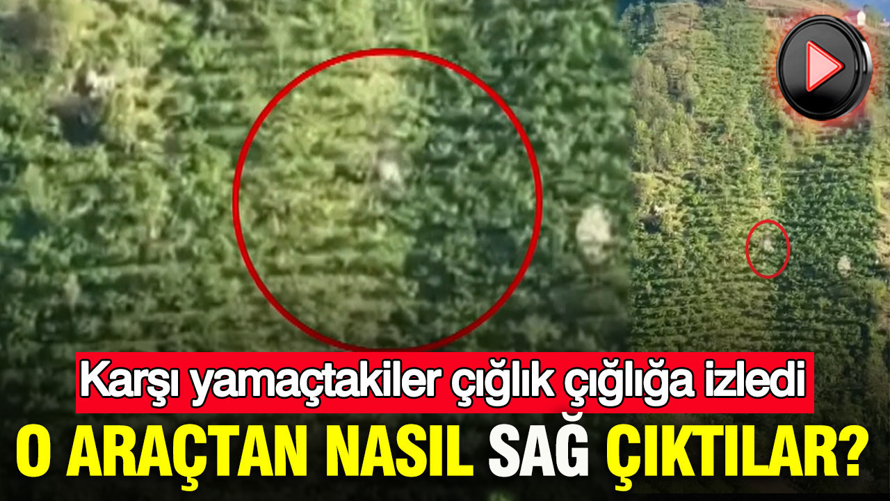 Karşı yamaçtakiler çığlık çığlığa izledi: O araçtan nasıl sağ çıktılar?