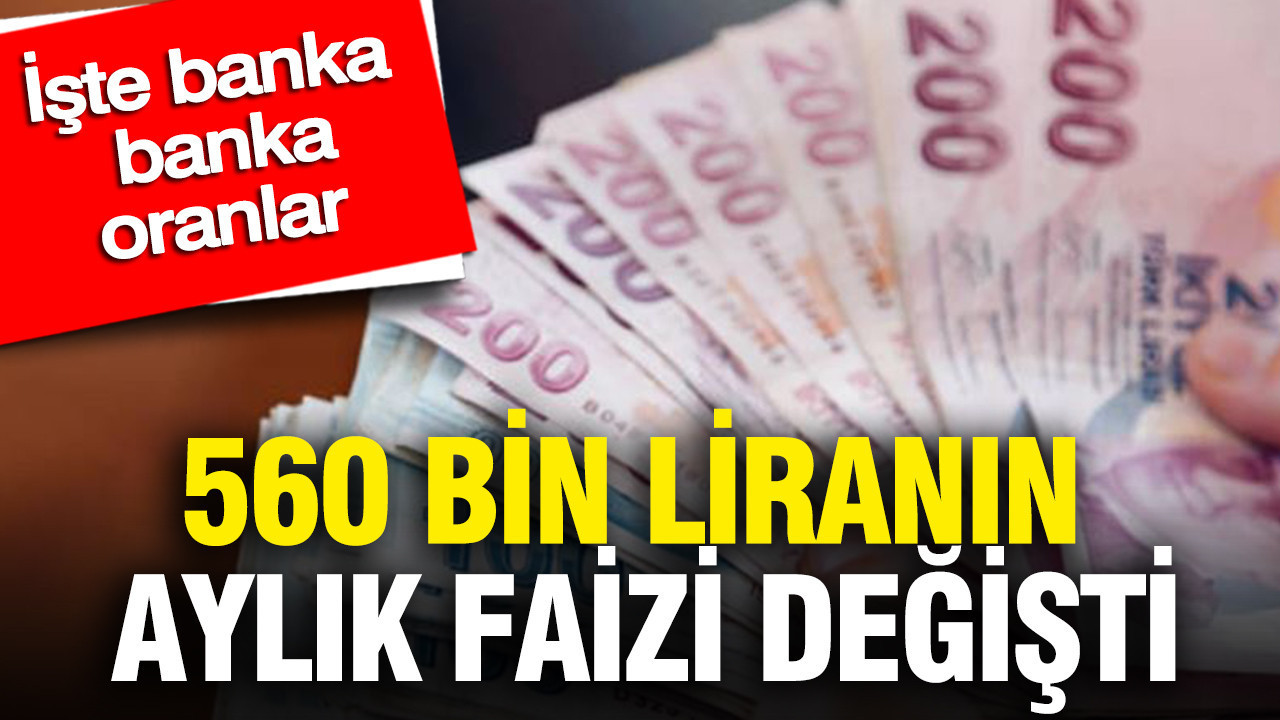 560 bin liranın aylık faizi değişti: İşte banka banka oranlar