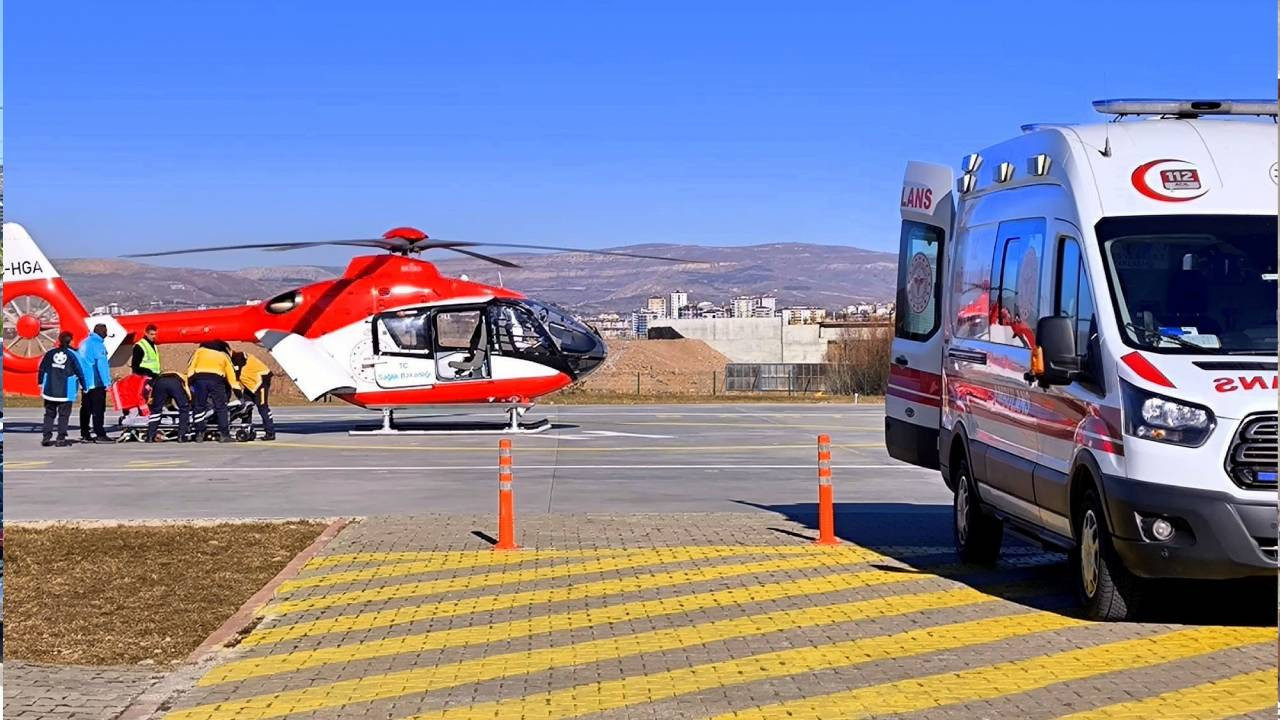 Nefes darlığı çeken hasta için helikopter havalandı