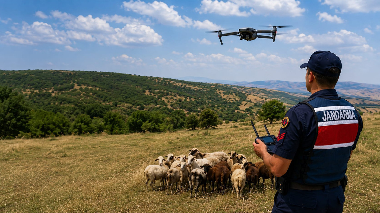 Kayıp 14 küçükbaş hayvanı jandarma drone ile buldu