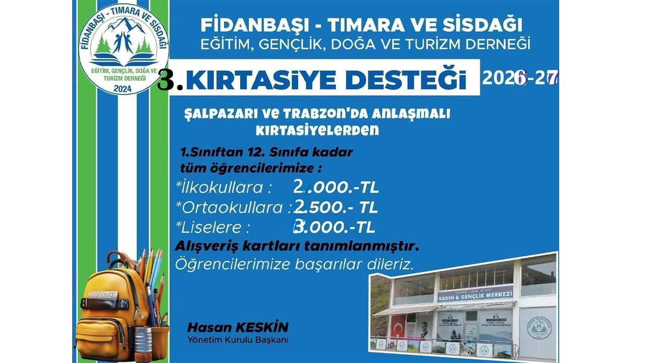 Tımara Derneğinden 3. kırtasiye desteği