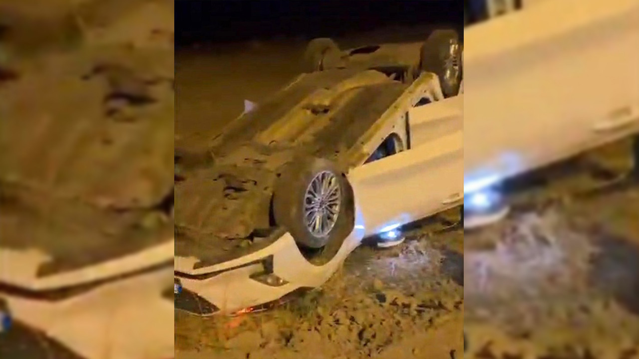 Direksiyon hakimiyetini kaybetti: Otomobil takla attı