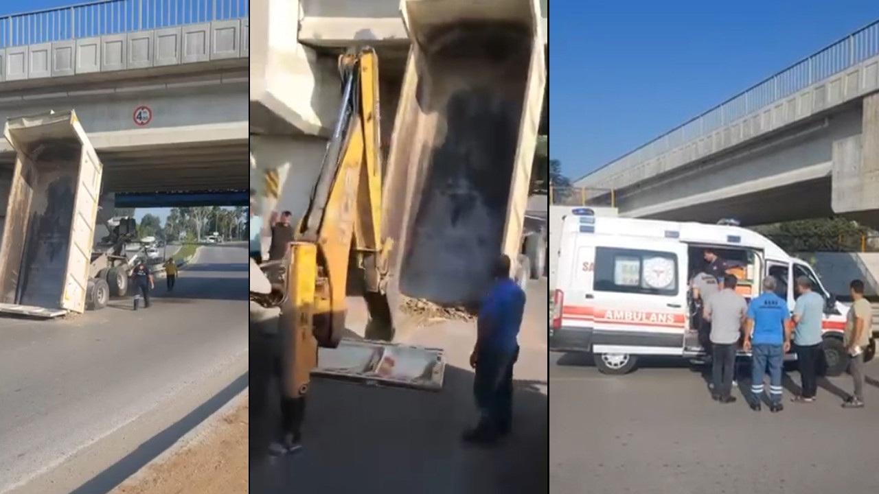 Açılan damper tren köprüsüne takıldı: Unutkanlığı pahalıya mal oldu