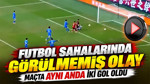 Futbol sahalarında görülmemiş olay: Maçta aynı anda iki gol oldu