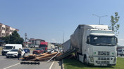 Samsun'da zincirleme kaza: Yola saçılan keresteler ulaşımı zorladı