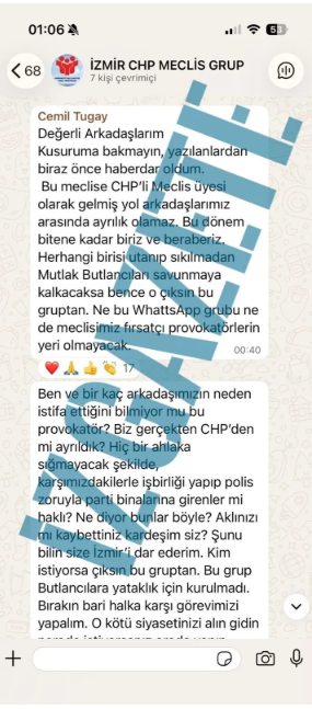 CHP'den istifa eden Cemil Tugay'dan meclis üyelerine: Size İzmir'i dar ederim - Resim : 1