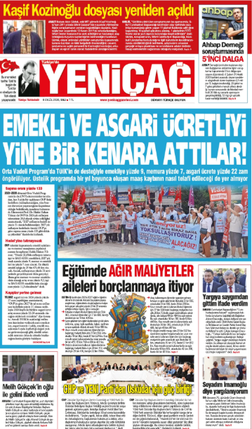 YENİÇAĞ Gazetesi: EMEKLİ VE ASGARİ ÜCRETLİYİ YİNE BİR KENARA ATTILAR - Resim : 1