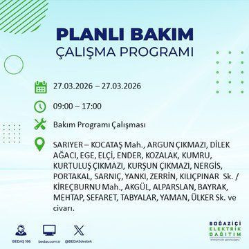 BEDAŞ duyurdu: İstanbul'da hangi ilçelerde elektrik kesintisi olacak? - Resim: 16