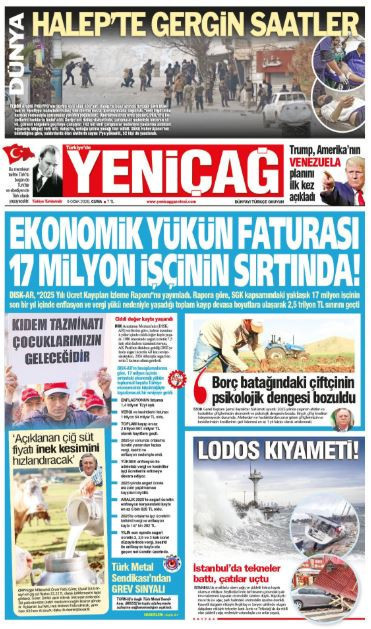 Yeniçağ Gazetesi: Ekonomik yükün faturası 17 milyon işçinin sırtında - Resim : 1