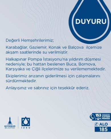 İzmir'de yıldırım düştü: 4 ilçeye su verilemiyor - Resim : 1