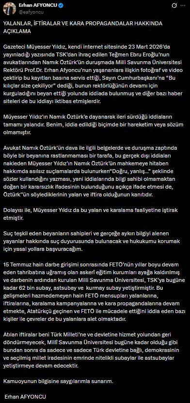 Erhan Afyoncu teğmenler iddialarını yalanladı: Müyesser Yıldız hakkında suç duyurusunda bulunacağım - Resim : 2