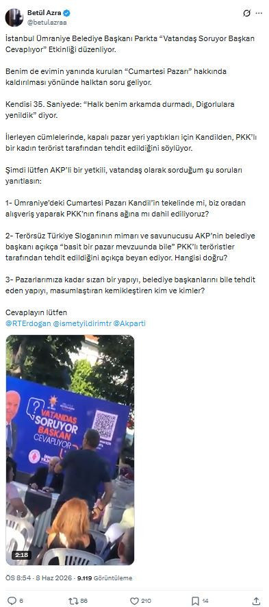 Ümraniye'de pazar yeri krizi: AK Partili başkan Kandil’den tehdit aldı iddiası - Resim : 1
