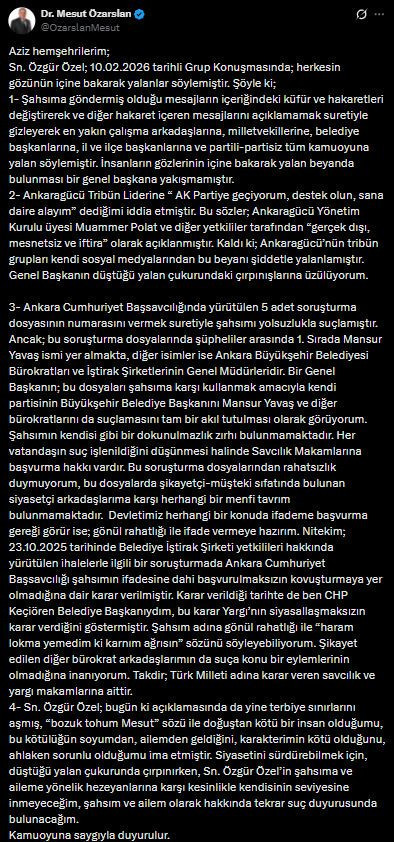 Mesut &Ouml;zarslan: &Ouml;zg&uuml;r &Ouml;zel hakkında tekrardan su&ccedil; duyurusunda bulunacağım - Resim : 1