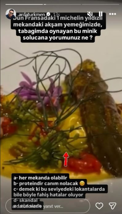 Arda Türkmen Michelin yıldızlı restoranda paylaştı: Tabağından solucan çıktı - Resim : 2