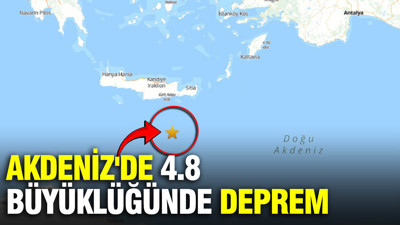 Akdeniz'de 4.8 büyüklüğünde deprem