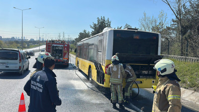 Eyüpsultan'da İETT otobüsünde korkutan yangın