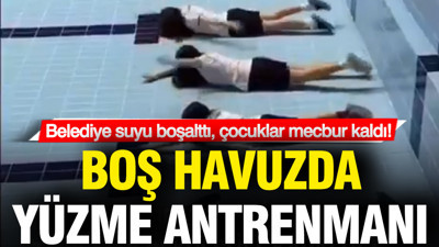 Marmaris Belediyesi suyu boşalttı, çocuklar mecbur kaldı: Boş havuzda yüzme antrenmanı