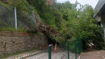 Zonguldak’ta heyelan paniği: Yolcu peronuna ağaç devrildi