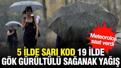 Meteoroloji saat verdi: 5 ilde sarı kod, 19 ilde gök gürültülü sağanak yağış