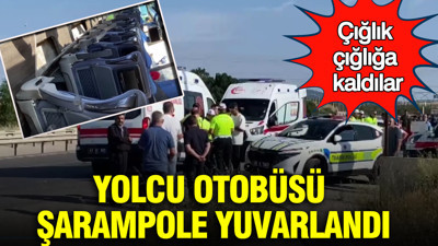 Yolcu otobüsü şarampole yuvarlandı: Çığlık çığlığa kaldılar: 20 yaralı