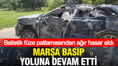 Balistik füze patlamasından ağır hasar aldı... Volkswagen Touareg marşa basıp yoluna devam etti
