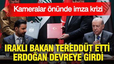Kameralar önünde imza krizi: Iraklı bakan tereddüt etti, Erdoğan devreye girdi