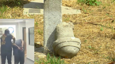 Tarihi mezar taşlarını kıran şüpheli yakalandı
