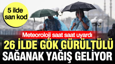 Meteoroloji saat saat uyardı: 5 ilde sarı kod, 26 ilde gök gürültülü sağanak yağış geliyor