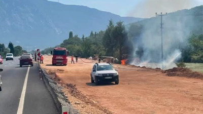 Muğla Menteşe'de otluk alanda çıkan yangın ekiplerce söndürüldü