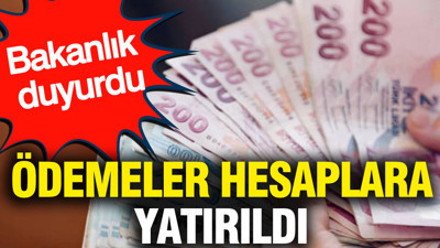 Ödemeler hesaplara yatırıldı: Bakanlık duyurdu