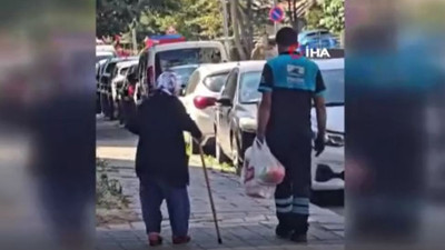 Pendik’te yürekleri ısıtan görüntü: Yaşlı kadının yardımına koştu
