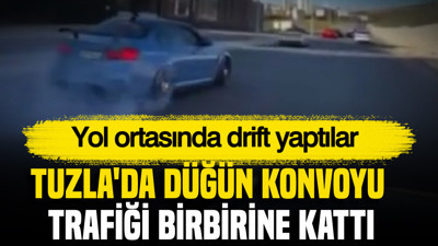 Tuzla'da düğün konvoyu trafiği birbirine kattı: Yol ortasında drift yaptılar
