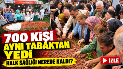 Bursa’daki festivalde 700 kişi aynı tabaktan İskender yedi: Görüntüler 'halk sağlığı nerede kaldı?' dedirtti
