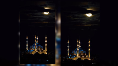 Selimiye Camii, parçalı dolunay altında görüntülendi