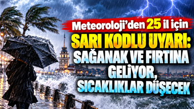 Meteoroloji’den 25 il için sarı kodlu uyarı: Sağanak ve fırtına geliyor, sıcaklıklar düşecek