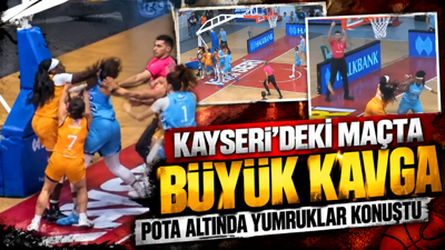 Kayseri'deki basket maçında büyük kavga: Pota altında yumruklar konuştu