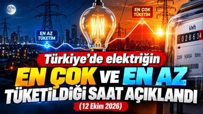Türkiye'de elektriğin en çok ve en az tüketildiği saat açıklandı ( 12 Ekim 2026)