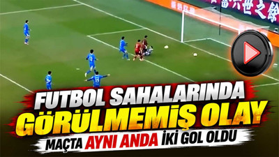 Futbol sahalarında görülmemiş olay: Maçta aynı anda iki gol oldu