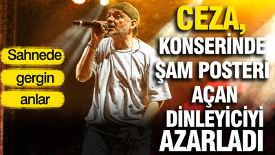 Sahnede gergin anlar: Ceza, konserinde Şam posteri açan dinleyiciyi azarladı